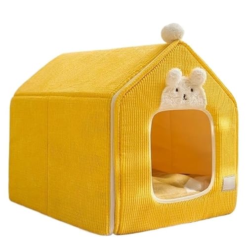 Tragbare Hundehütte, Haustierzaun-Schlupfhütte for Haustiere, Welpen, Kätzchen, Kaninchen, Haustierkiste for den Innenbereich, Katzenkäfige for den Innenbereich(YE,L-53x43x46cm) von AD-BCrbgen