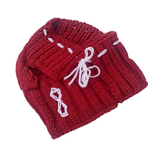 Zubehör Plüschwelpe, Hundemütze Weihnachten Haustiermütze Hundekopfbedeckung Mütze mit Ball for kleine Hunde Französische Bulldogge Mütze (Color : Red) von AD-BCrbgen