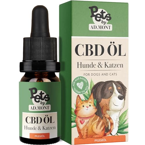 CBD Öl für Hunde & Katzen aus Bio Kultivierung - mit Tierärzten entwickelt und laborgeprüft - CBD Öl Hund und Katze mit 800mg CBD Isolat - 10ml Hanföl für Hunde & Katzen von Pets by AD.Mont® von AD.MONTEM