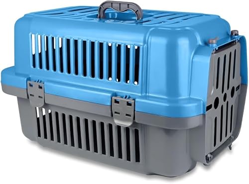 Adak Transportbox Katze | Hundetransportbox für Auto | Praktische Katzentransportbox | Robuste Katzenbox für sicheres Reisen | Tiertransportbox für unterwegs und zu Hause (Blau) von ADAK