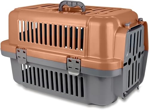 Adak Transportbox Katze | Hundetransportbox für Auto | Praktische Katzentransportbox | Robuste Katzenbox für sicheres Reisen | Tiertransportbox für unterwegs und zu Hause (Braun) von ADAK