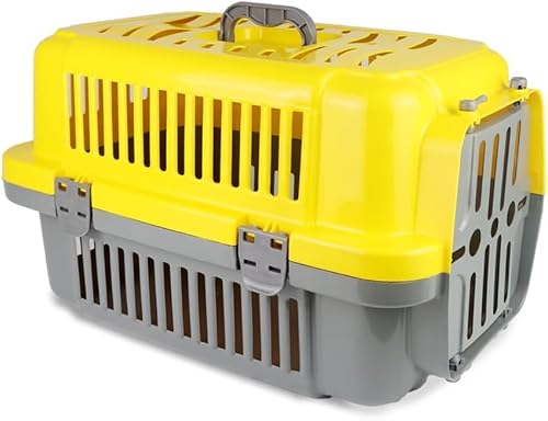 Adak Transportbox Katze | Hundetransportbox für Auto | Praktische Katzentransportbox | Robuste Katzenbox für sicheres Reisen | Tiertransportbox für unterwegs und zu Hause (Gelb) von ADAK