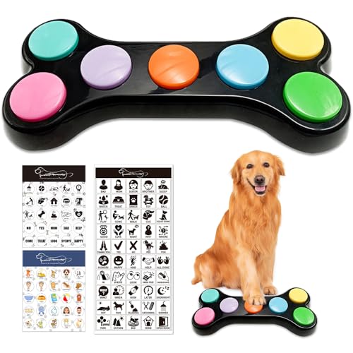 ADDLIVE Buzzer Mit Sound, Satz Von 7-Farben-Hunde Button Für Kommunikation, Intelligenzspielzeug Für Hunde, Mit 3 Sätze Von Aufklebern, Haustier-Tasten, Trainieren Sie Ihren Hund, Um Zu Sagen von ADDLIVE