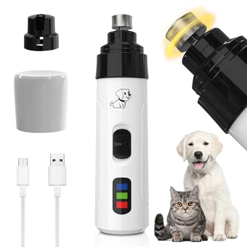 ADDLIVE Elektrische Hunde-Nagelfeile für Hunde, Hunde-Nagelschleifer, leise, wiederaufladbar, Haustier-Nagelschneider für kleine, mittelgroße und große Hunde und Katzen (1 Stück) von ADDLIVE