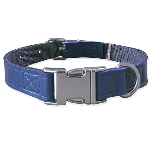 Leder-Hundehalsband mit Schnalle, atmungsaktiv, strapazierfähig, Hundehalsband aus Leder mit verstellbarer, rostfreier Metallschnalle für kleine, mittelgroße und große Hunde (Größe M: Halsumfang 35,6 von ADEKEKM