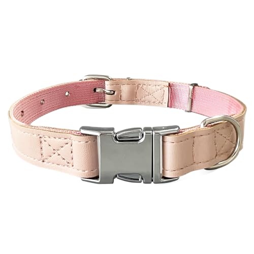 Leder-Hundehalsband mit Schnalle, atmungsaktiv, strapazierfähig, Hundehalsband aus Leder mit verstellbarer, rostfreier Metallschnalle für kleine, mittelgroße und große Hunde (Größe M: Halsumfang 35,6 von ADEKEKM