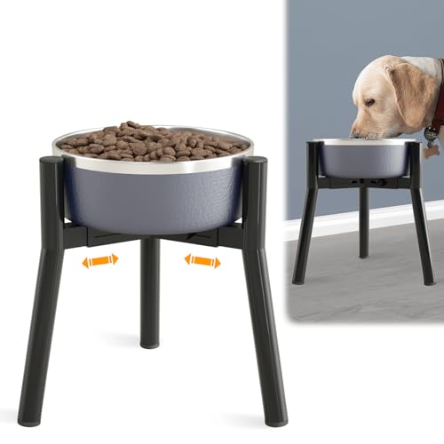 Hundenapfständer für große Hunde, verstellbare Breite, hoch, erhöhter Hundenapf für 17,5–27 cm große Näpfe, Hundefutter, Wasserständer, Futterspender, Metall, einzelner erhöhter Hundenapfhalter, 28 cm Hundenapfständer für große Hunde, verstellbare Breite, hoch, erhöhter Hundenapf für 17,5–27 cm große Näpfe, Hundefutter, Wasserständer, Futterspender, Metall, einzelner erhöhter Hundenapfhalter, 28 cm von ADENGL