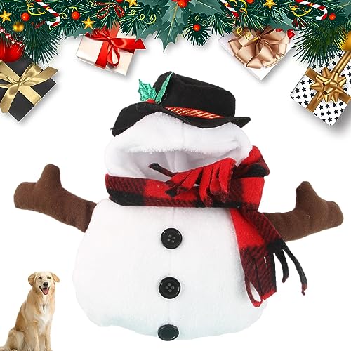 ADERN Hunde-Schneemann-Outfit,Schneemann-Weihnachtshundeoutfits für kleine Hunde - Rot Kariertes Haustier-Weihnachtskostü für Hunde, weihnachtliche Hundekostüme, Cosplay-Schneemann-Mütze für Welpen von ADERN