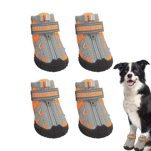 ADERN Hundeschuhe Outdoor,Hundestiefel - 4 Stück Outdoor-Stiefel für Hunde - Hundeschuhe in 5 Größen, atmungsaktiv, verhindert EIN Verrutschen der Hundeschuhe mit robuster Gummisohle für Spaziergänge von ADERN