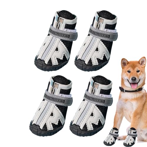 ADERN Hundeschuhe atmungsaktiv, Mesh-Hundeschuhe | 4 Stück tolle Stiefeletten für Hundepfoten - Hundestiefel in 5 Größen mit robuster Gummisohle, atmungsaktive Hundestiefel, rutschfest für den Sommer, von ADERN