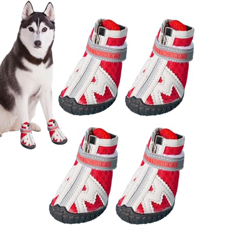 ADERN Hundestiefel, rutschfeste Hundeschuhe - 4 Stück Outdoor-Stiefel für Hunde | Atmungsaktive, rutschfeste Hundeschuhe in 5 Größen mit robuster Gummisohle. Für Spaziergänge im Freien und auf von ADERN