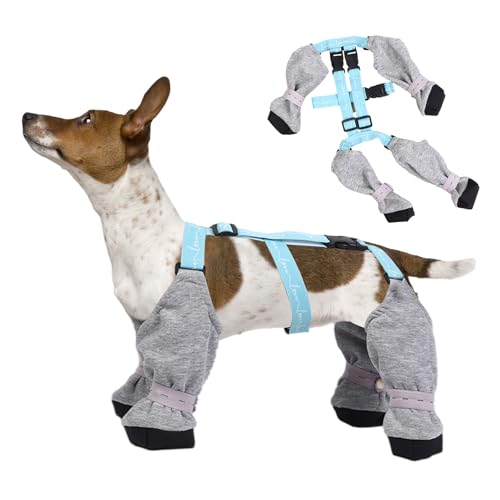 Hundestiefel Pfotenschutz | Hunde-Hosenträgerstiefel | Hunde-Schneestiefel | Anti-Rutsch-Hundeschuhe | wasserdichte schmutzabweisende Hundestiefel mit Hilfsgurt für Spaziergänge an verschneiten Tagen von ADERN