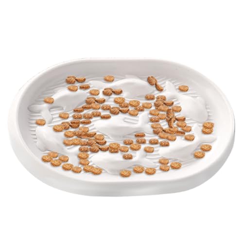 ADERTOS Anti Schling Napf Plastik Katze Katzennapf Futternapf Slow Feeder Fressnapf 18cm x 13,5cm Langsam Fressen Antischlingnapf Katze Futterschüssel Cat Bowl für Katzen,Kleine Hunde von ADERTOS