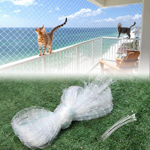 ADERTOS Katzennetze Balkon 5 x 5m Katzen Balkonnetz Nylon Schutznetz Katzen Balkon ohne Bohren Balkonschutznetz Netz Katzensicherung Katze Balkon Katzenschutznetz mit Kabelbinder für Fenster (Weiss) von ADERTOS