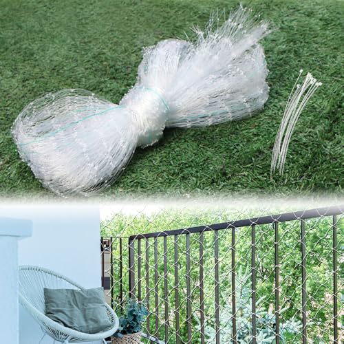 ADERTOS Katzennetze Balkon 5x5 Meter Katzen Balkonnetz Nylon Schutznetz Katzen Balkon Weiss Balkonschutznetz Netz Katzensicherung Katze Balkon Katzenschutznetz mit Kabelbinder für Fenster Terrasse von ADERTOS