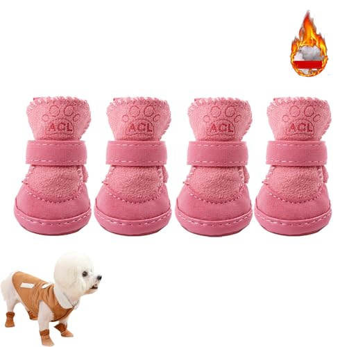 ADFUGE Chewie Cozy Winter Shoes, Shoe Covers Set of 4 PCS Velvet Non-Slip (1,Pink) von ADFUGE