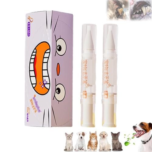 ADFUGE Pet Toothbrush Pen, New Pet Toothbrush Pen, Pet Teeth Cleaning Pen, Cat/Dog Teeth Cleaning Pen, Pet Tooth Cleaning Tool, Dog Tartar Remover for Teeth, Pet Teeth Repairing Kit (2pcs) von ADFUGE