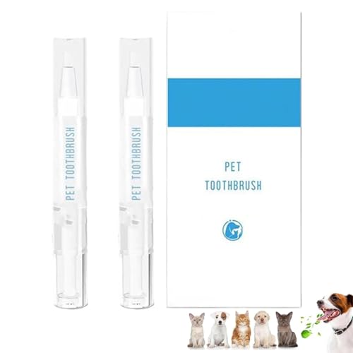 ADFUGE Pet Toothbrush Pen, Pet Teeth Cleaning Pen, Cat/Dog Teeth Cleaning Pen, Pet Tooth Cleaning Tool, Dog Tartar Remover for Teeth, Teeth Cleaning Pen, Pet Teeth Repairing Kit (2PCS) von ADFUGE