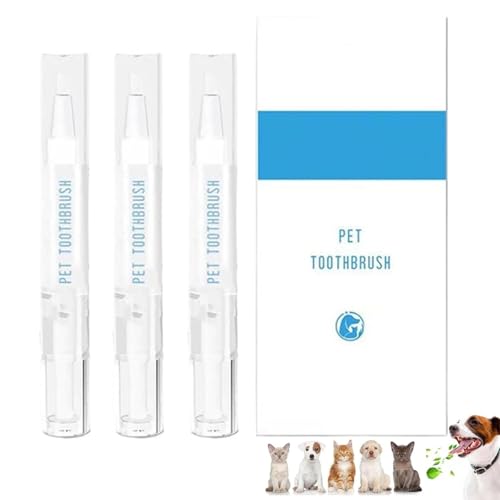 ADFUGE Pet Toothbrush Pen, Pet Teeth Cleaning Pen, Cat/Dog Teeth Cleaning Pen, Pet Tooth Cleaning Tool, Dog Tartar Remover for Teeth, Teeth Cleaning Pen, Pet Teeth Repairing Kit (3PCS) von ADFUGE