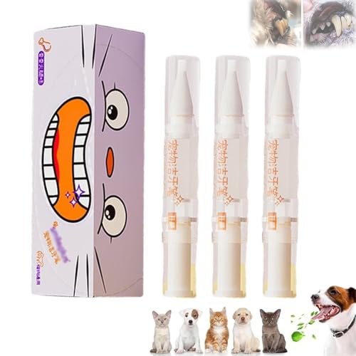 Pet Toothbrush Pen, New Pet Toothbrush Pen, Pet Teeth Cleaning Pen, Cat/Dog Teeth Cleaning Pen, Pet Tooth Cleaning Tool, Dog Tartar Remover for Teeth, Pet Teeth Repairing Kit (3pcs) von ADFUGE