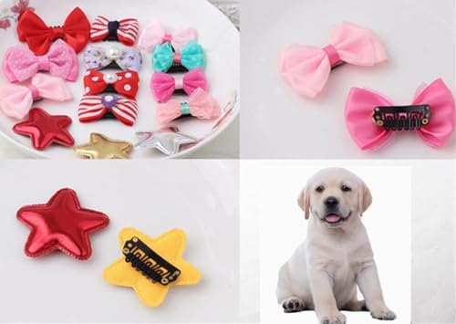 ADIASEN Hundehaar-Accessoires für Kurzhaare, Schleife mit BB-Clip, Golden Retriever, Katzen-Haar-Accessoires, Blume mit Metallclip, Teddy-Haar-Accessoires, Katzen-Haar-Accessoires, Schleife, 20 Stück von ADIASEN