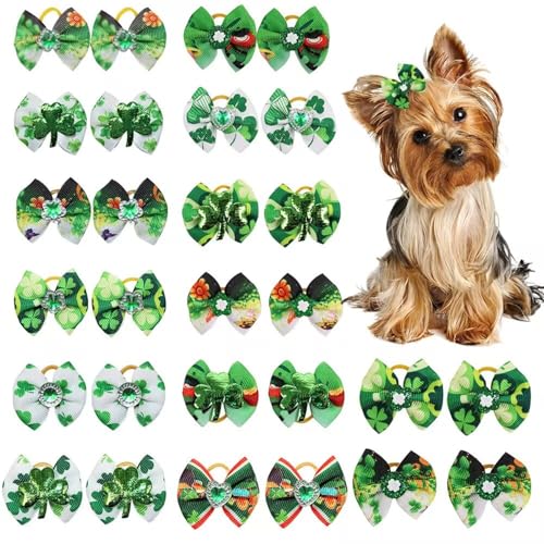 ADIASEN St. Patrick's Day Hundehaarschleifen, verschiedene Designs, 10 Stück von ADIASEN