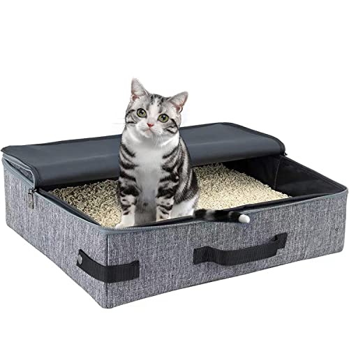 Reise-Katzentoilette mit Deckel und Griff, tragbar, faltbar, wasserdicht, für Katzen, weich, tragbar, zusammenklappbar von ADILAIDUN