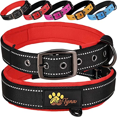 ADITYNA Hundehalsband für kleine Hunde – gepolstert, weiches Neopren, reflektierend, strapazierfähig – Schwarz, kleines Halsband von ADITYNA