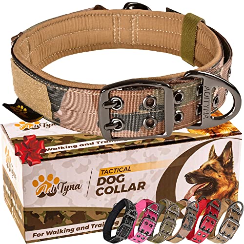 ADITYNA Robustes Hundehalsband mit Griff – Camouflage-Hundehalsband für extra große Hunde – breit, dick, weich gepolstert – perfektes großes Hundehalsband für Training, Spazierengehen oder Jagd von ADITYNA