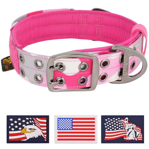 ADITYNA Strapazierfähiges Hundehalsband mit Griff, für extra große Hunde, breit, dick und weich, mit Neopren gepolstert, Camouflage-Rosa, Größe XL: Halsumfang von 61–76,2 cm von ADITYNA