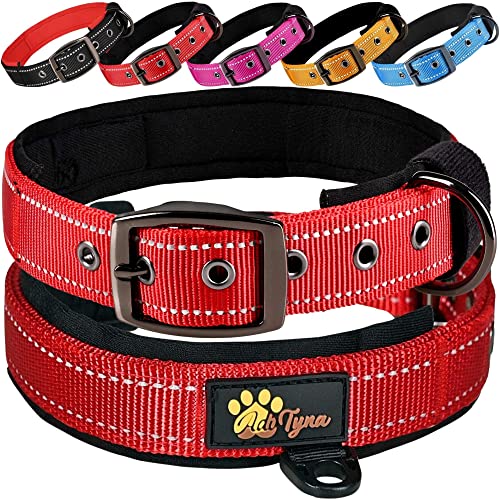 ADITYNA Hundehalsbänder für kleine Hunde – gepolstert, sehr bequem, weiches Neopren, reflektierend, strapazierfähig – rotes kleines Halsband von ADITYNA