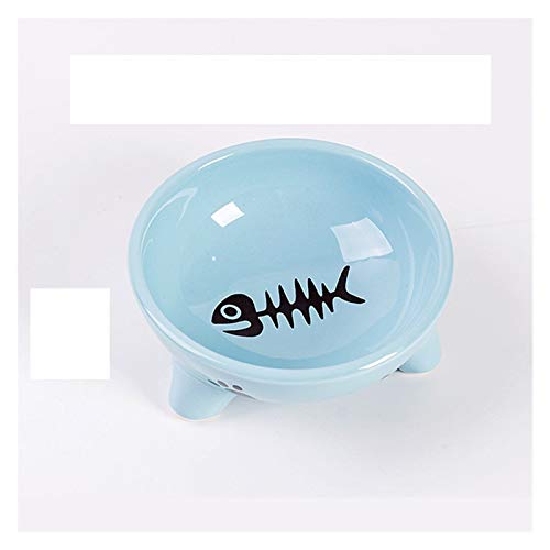 Katzennapf Keramik Karikatur-Nette Keramik Welpen-Katze-Haustier Hund Essen und Trinken Schüssel-Wasser-Bowl Zubehör Feeder Tiere Füttern einzelne Schüssel Porzellan (Color : 3 Legged Bowl Blue) von ADJAN