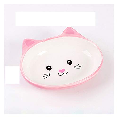 Katzennapf Keramik Karikatur-Nette Keramik Welpen-Katze-Haustier Hund Essen und Trinken Schüssel-Wasser-Bowl Zubehör Feeder Tiere Füttern einzelne Schüssel Porzellan (Color : Cat face Bowl pink) von ADJAN