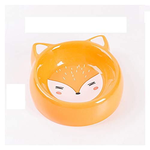 Katzennapf Keramik Karikatur-Nette Keramik Welpen-Katze-Haustier Hund Essen und Trinken Schüssel-Wasser-Bowl Zubehör Feeder Tiere Füttern einzelne Schüssel Porzellan (Color : Fox Bowl Orange) von ADJAN