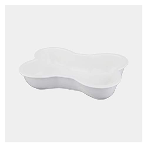 Katzennapf Keramik Keramik Haustier Hund Katze Wasser Essen Schüssel for kleine Große Hunde Welpen-Katze Trinken Feeder Pet Supplies Knochenform mit Holzständern (Color : White) von ADJAN