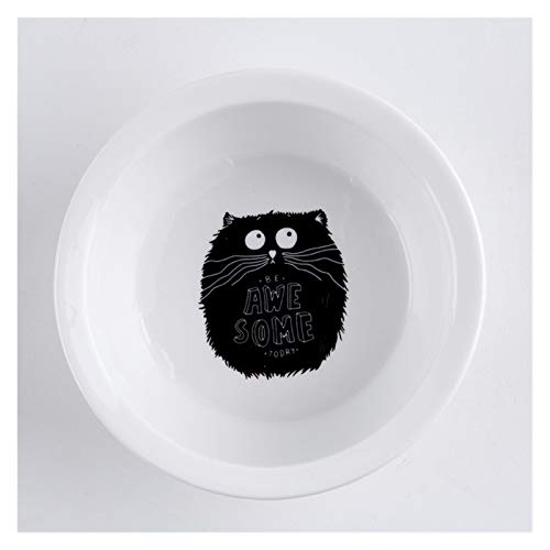 Katzennapf Keramik Keramik Welpen-Katze-Hund Haustier Einzel- und Doppel Futternapf for Essen und Trinken mit Holzrahmen Haustiere Zubehör Geschirr Feeding (Color : Awe Black cat) von ADJAN