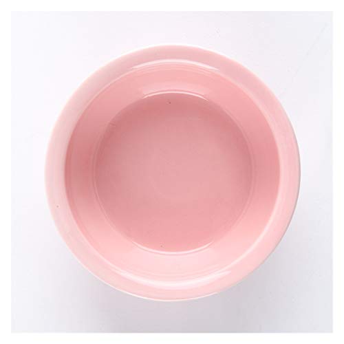 Katzennapf Keramik Keramik Welpen-Katze-Hund Haustier Einzel- und Doppel Futternapf for Essen und Trinken mit Holzrahmen Haustiere Zubehör Geschirr Feeding (Color : Pink Bowl) von ADJAN
