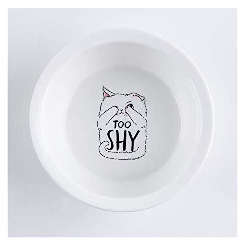 Katzennapf Keramik Keramik Welpen-Katze-Hund Haustier Einzel- und Doppel Futternapf for Essen und Trinken mit Holzrahmen Haustiere Zubehör Geschirr Feeding (Color : Shy cat) von ADJAN