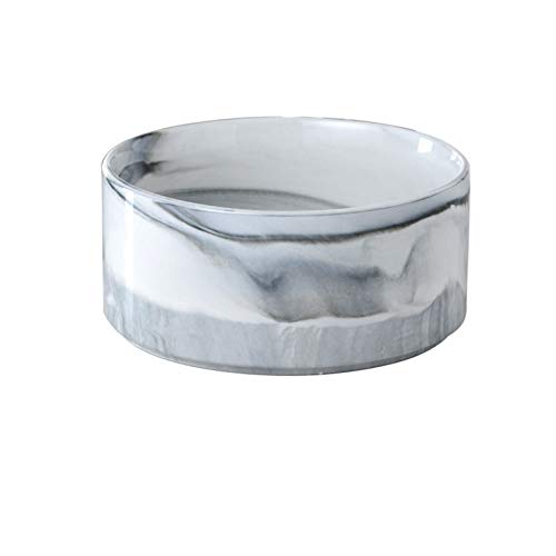 Katzennapf Keramik Keramiknapf for Haustiere Holzständer Salatschüssel Cat Bowl Keramik Katzenfutter Schüssel Hund Reis-Schüssel-Wasser-Schüssel Nahrungsmittelschüssel Pet Bowl (Color : Marble Gray) von ADJAN