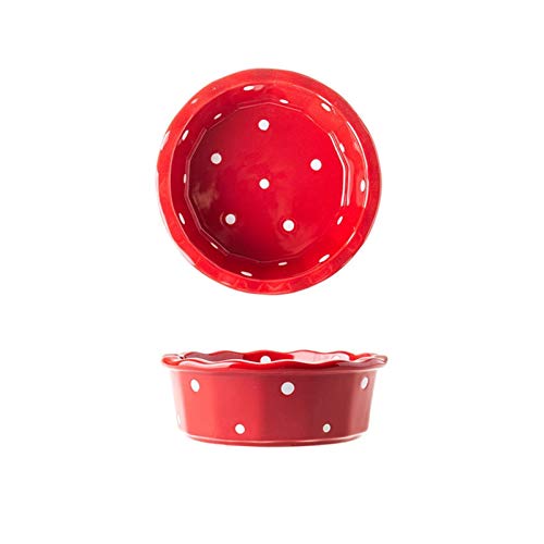 Katzennapf Keramik Tierisch Doppel Bowl Hund Katzenfutter Wasser Feeder Hochstand Keramik-Teller-Schüssel Holztisch Pet Supplies (Color : Single Bowl red) von ADJAN