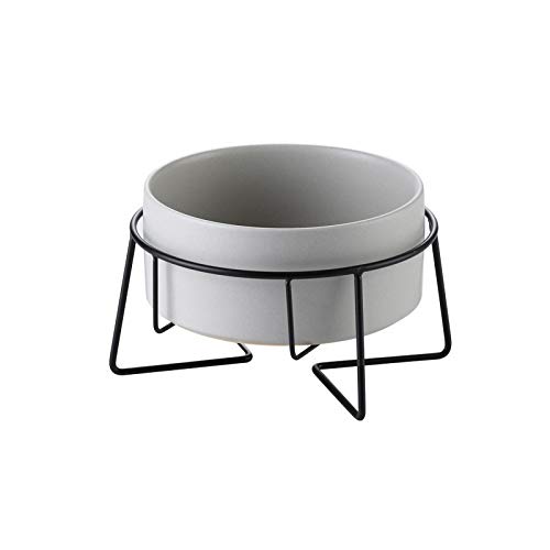 Katzennapf Keramik Trocknen Keramik Fressnapf Kanister Nahrungsmittelwasser-Leckereien for Katzen Hunde Anti-Rutsch-Katze Schalen Pet Food Wasser-Schüssel mit Eisen Bracket Ständer (Color : Gray, SI von ADJAN