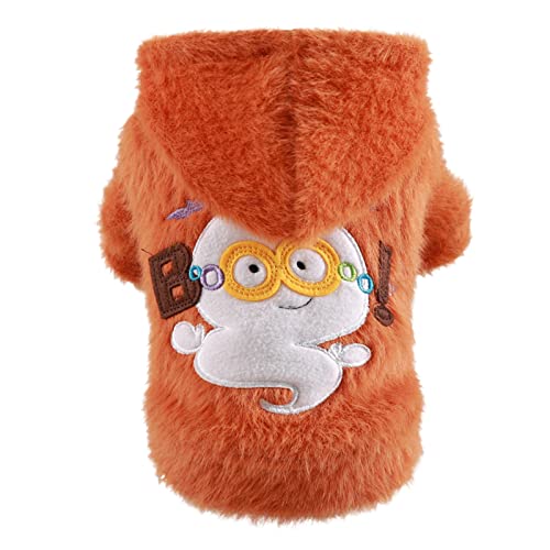 2023 Halloween Elegant Y*2*K Haustier Herbst Winter Warme Kleidung Plus Samt Warme Kleidung Halloween Klein Mittel Hund Pullover Kleidung für Tiere (Orange, M) von ADMAY