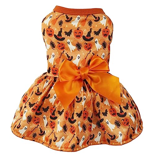 ADMAY Halloween Kostüm Damen Hexenkostüm Teufel Y20K Haustierkleid Halloween Party Haustierkleid Urlaubskleid Halloween Orange Kleid Hundemantel Winter Warm (Orange, L) von ADMAY