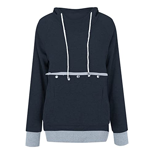 Warm und bequem Winter 2023 Y21K Damen Herbst und Winter Sweatshirts Haustier Hoodie Fleece Sweatshirt Nette Katze Große Hunde Hoodie Sweatshirt Grün (Navy, XXL) von ADMAY