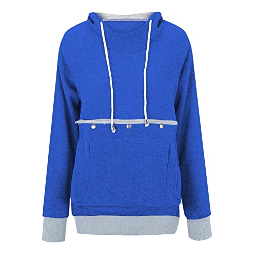 Warm und bequem Winter 2023 Y21K Damen Herbst und Winter Sweatshirts Haustier Hoodie Fleece Sweatshirt Niedliche Katze Große Hunde Hoodie Sweatshirt Grün (Blau, XXL) von ADMAY