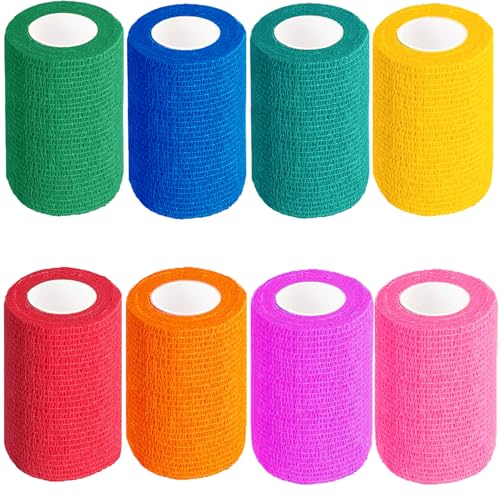 ADMITRY Selbstklebender Verband, 8 Farben x 7,5cm x 4,5m Pflaster Rolle Verbandsmaterial, Elastische Binde Bandage Fixierbinde Haftbandage Selbstklebend von ADMITRY