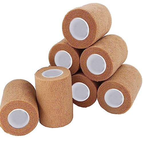 Selbstklebender Verband, 8 Rollen x 7,5cm x 4,5m Pflaster Rolle Verbandsmaterial, Elastische Binde Bandage Fixierbinde Haftbandage Selbstklebend von BILGETA