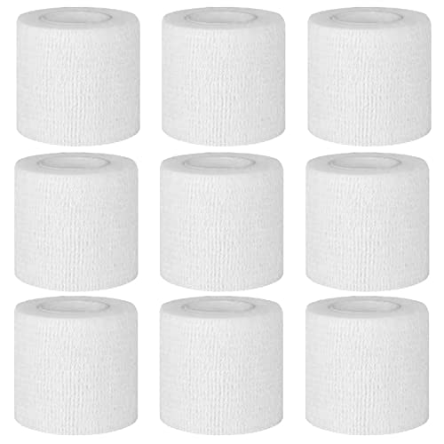 Selbstklebender Verband, 9 Rollen x 5cm x 4,5m Pflaster Rolle Verbandsmaterial, Elastische Binde Bandage Fixierbinde Haftbandage Selbstklebend von BILGETA