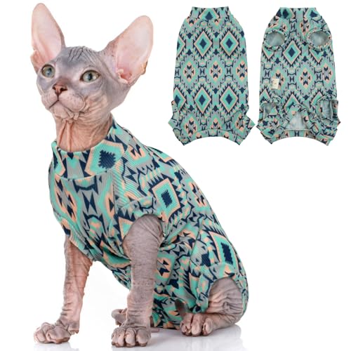 Sphynx Katzen-Pyjama, atmungsaktiv, Sommer-T-Shirt, Pullover, Kätzchen-T-Shirts mit Ärmeln, Rundkragen, Katzen-Pyjama, Jumpsuit, atmungsaktiv, für den täglichen Gebrauch von ADNIKIA