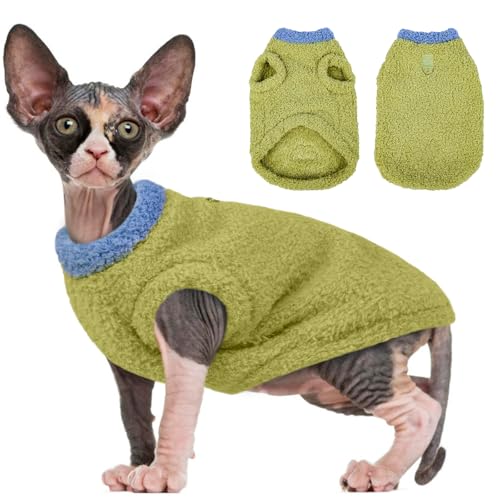 Sphynx Katzenbekleidung, Fleece-Weste für Katzen, warmer Fleece-Mantel für Katzen, haarlose Katzenhemden, Pullover, warmer und weicher Katzen-Pyjama-Shirt, Fleece-Overall für Katzen, Welpen, Kätzchen, von ADNIKIA